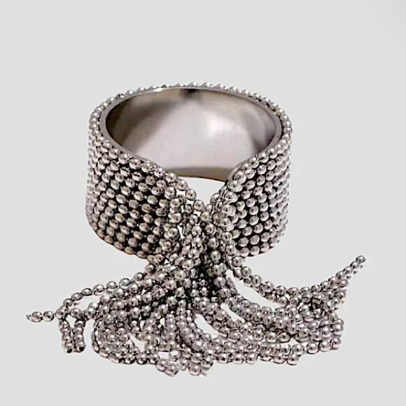 Stainless Steel Tassel Ring Beaded Adjustable Fringe Cascading - Picture 10 of 13